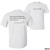 Positive Message T-Shirt – “You Are Enough” Front Print with Uplifting Back Text , For Kind Souls and Mental Health Supporters , Unisex T-Shirt , Daily Reminder Wear , Thoughtful Gift Idea, Cotton, Menswear, Tops