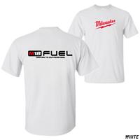 Milwaukee M18 Fuel T-Shirt – Milwaukee Front Logo And M18 Fuel Driven To Outperform Back Print , Workwear Style For Tool Users And Mechanics , Unisex T-Shirt , Durable Everyday Wear , Gift For Handymen Cotton Menswear Tops