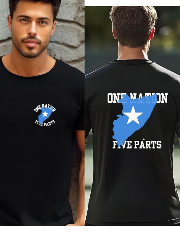 Greater Somalia Tshirt. One Nation Five Parts Menswear Man Streetwear Shortsleeve Top U Crewneck nisex Casual Unisex Tropical Operator