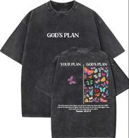 God’s Plan Unisex Washed T-Shirt, Christian t shirts, Vintage 90s Graphic Tee, Gift Top Womenswear Cotton