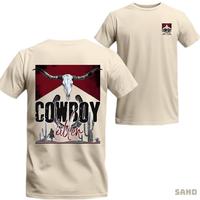 Cowboy Killer Western T-shirt, Skull Longhorn Graphic, Desert Cactus Style, Bold Rodeo Outfit, Retro Biker Streetwear, Classic Western Tee Menswear Top Sport Soft Cotton Love Fabric Tropical Crewneck