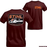 STIHL Chainsaw Graphic Shirt , In Sawdust We Trust Design , Outdoor Logging Workwear , Casual Woodworker T-Shirt , Forestry Lumberjack Tee Fabric Cotton Menswear Top Sport Love Streetwear Soft Classic