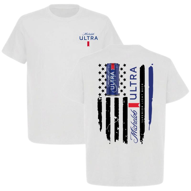 Michelob Ultra T-Shirt – Classic Beer Can & Distressed Flag Design – Comfortable Cotton Tee – Perfect for Beer Fans & Casual Wear