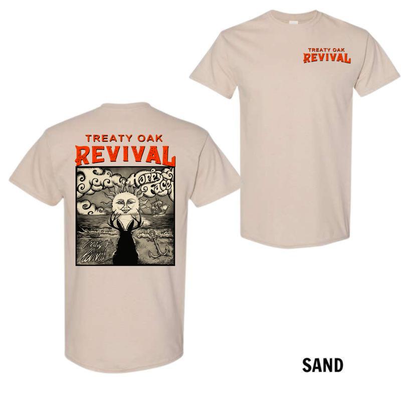 Treaty Oak Revival T-Shirt – Bold Sun and Ship Graphic, Vintage-Inspired Design, Unisex, Perfect for Adventure Lovers and Nature Enthusiasts
