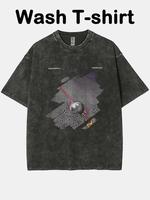 Tame Impala Currents men’s front print, spring and summer tie-dye T-shirt, high-quality wax print pure cotton vintage short-sleeve shirt, round-neck, dropped shoulder sleeves, has a certain thickness, suitable for home