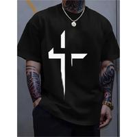 Men’s All-Season Cotton Crew Neck T-Shirt with Stylish Cross Print – Casual Short Sleeve, Regular Fit, Soft & Breathable Fabric, Perfect for Everyday and Weekend Wear