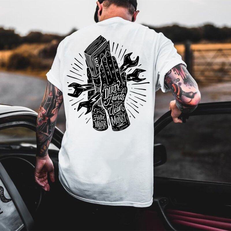 Troll Co Work Hard Dirty Hands Clean Money T-shirt Sweatshirt Hoodie, Trending Mechanic Unisex Shirt, Back Side Printed Workwear Streetwear