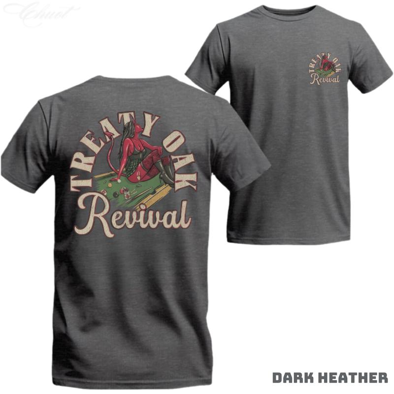 Treaty Oak Revival T-Shirt – Featuring a vintage design with a seductive pin-up girl, perfect for lovers of retro and rebellious style. Unisex. Tops