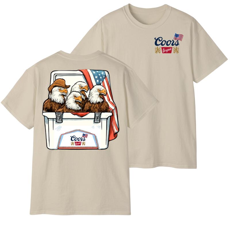 Funny Patriotic Coors Beer Shirt – Bald Eagle & American Flag Graphic Tee | Vintage 4th of July USA Cooler T-Shirt for Men & Women