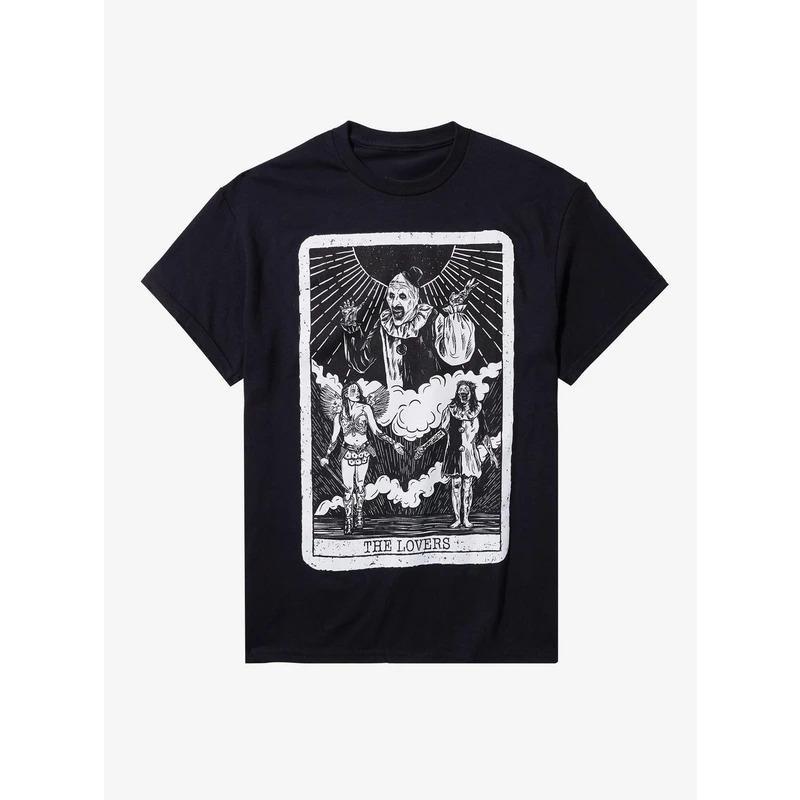 Terriifier Art The Clown Tarot Card from Vertebrae33 _ Printed summer luxury brand cotton men’s and women’s short-sleeved T-shirt Top Womenswear