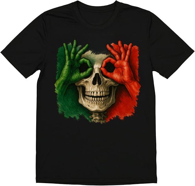 Fashion Designer T Shirts Cotton Graphic Tees With Mexican Skull with Flag Colors – Bold Tee,Men Gifts,Casual Top Men’s Graphic Tees Menswear Wetsuit Streetwear Crewneck
