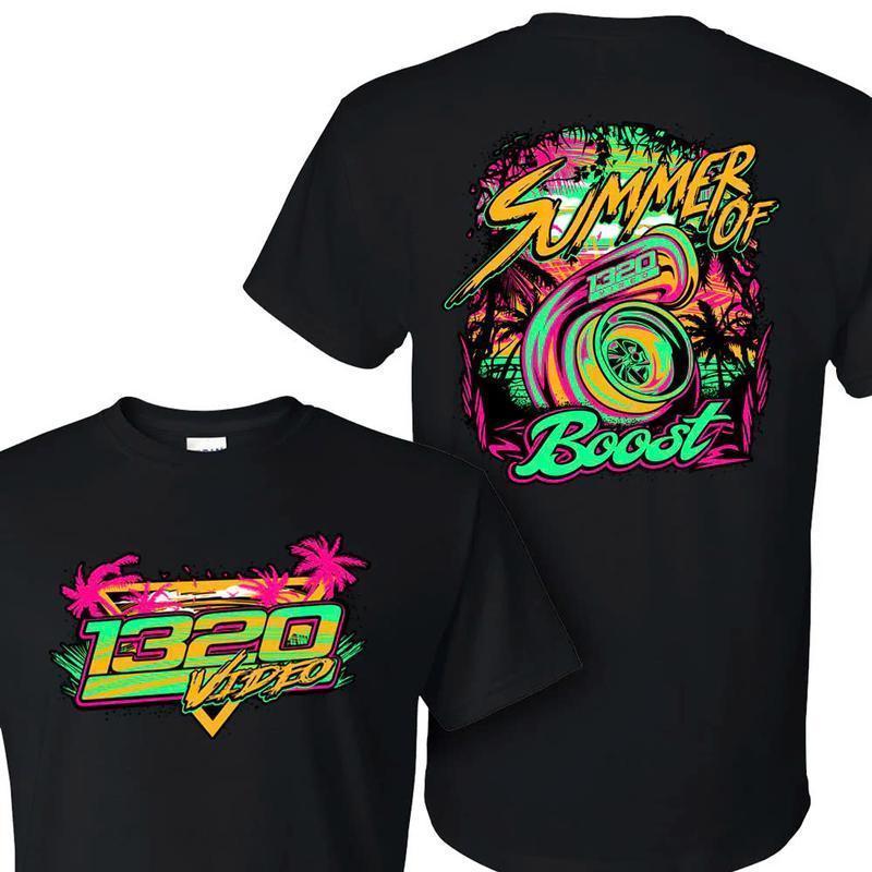 1320 Video Summer of Boost T-Shirt – Tee with Turbo Design, Vibrant Racing Graphic – Ideal Gift for Car Enthusiasts