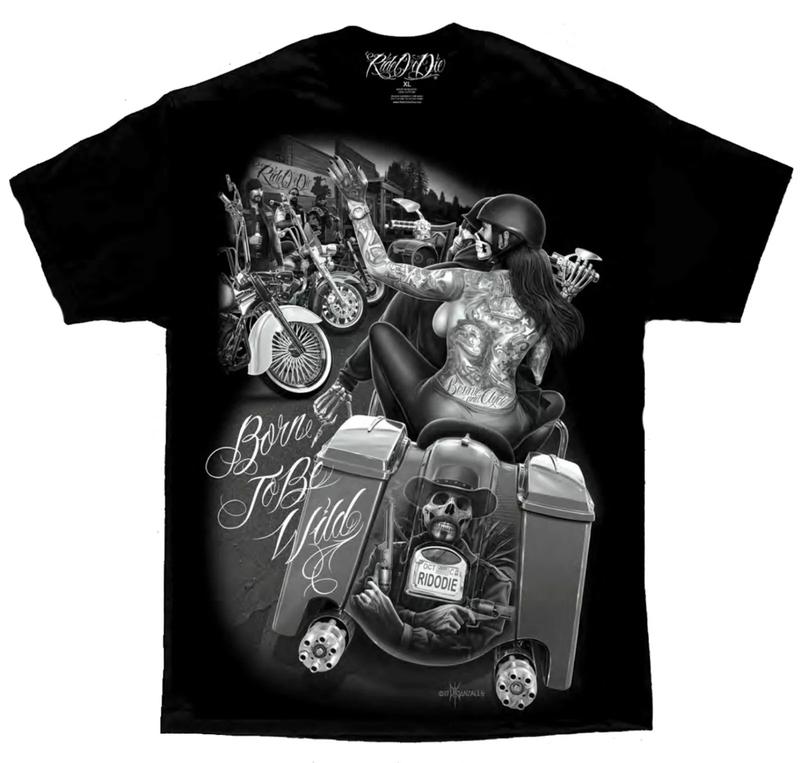 Ride Free Or Die Men’s Black Skeleton Motorcycle Tee XL Born To Ride, Ride Or Die FTW Chicano Art T Shirt
