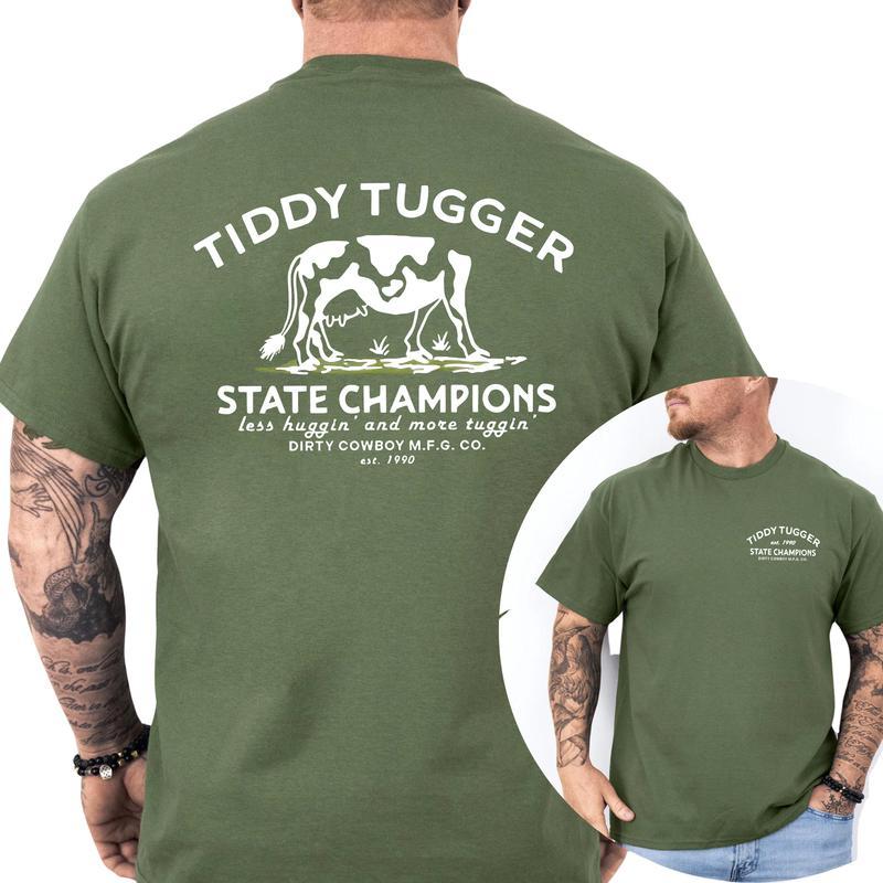 Vintage TIDDY TUGGER 1990 State Champions 2-Sided Shirt – 100% Cotton, Casual, Short Sleeve, Streetwear, Available in Various Colors, Menswear Top