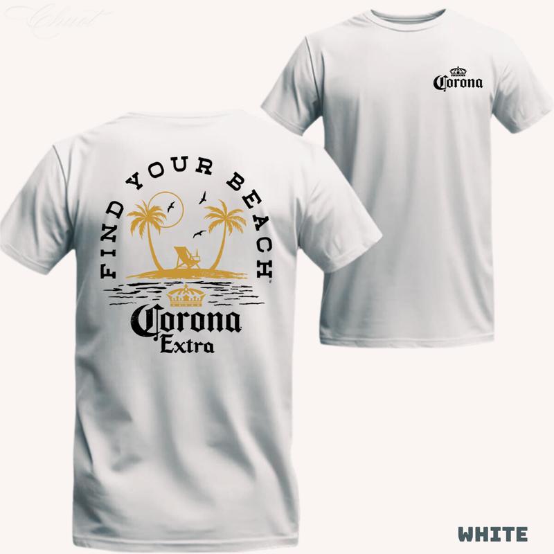 Corona Extra T-Shirt – Find Your Beach with Relaxing Tropical Graphic, Ideal for Beer and Beach Lovers, Unisex Fit, Summer Casual Wear, Great Gift for Vacation Seekers.