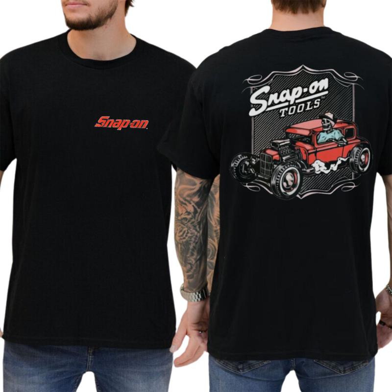 Snap-On Classic Mechanic Graphic Tee, Hot Rod Design, Casual Menswear Top, Crewneck, Perfect for Car Enthusiasts & Speed Lovers Streetwear Tshirt