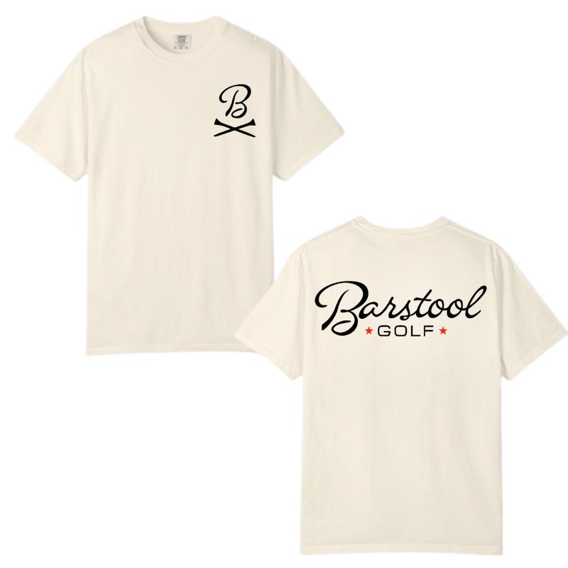 Barstool Golf T-Shirt – Classic Logo Design, Perfect for Golf Enthusiasts Looking for Stylish and Comfortable Casual Wear. Menswear Tops