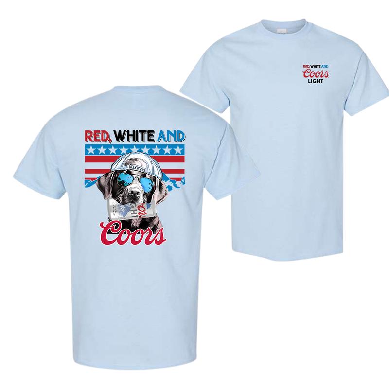 Red White And Coors Light Dog Tshirt, 4th of July Graphic Tees For Men and Women, Casual Streetwear Party Style, Shirts Men, Menswear, Men’s Top